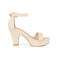 thumbnail image 3 of BLISSFUL STEP Platform Chunky Heel Sandals for Women Beige 7, 3 of 7