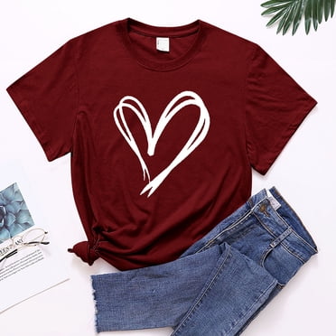 EGNMCR T-Shirts pour Femmes Femmes Chandail à Enfiler Impression Couleur Manches Courtes T-shirt Hauts