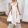 thumbnail image 4 of LSLJS Pyjama Aguichant en Dentelle à Décolleté Profond en Mesh pour Femmes, Jupe à Fente Latérale, Robe de Maison Longue, Ensemble de Pyjama pour Femmes, Robe de Pyjama pour Femmes, 4 of 5