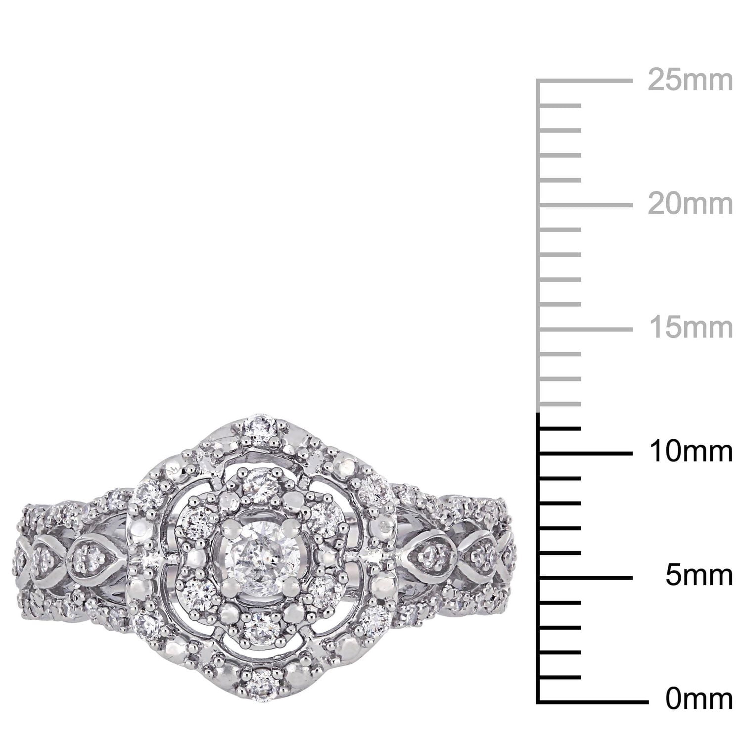 Bague de fiançailles floral Miabella avec diamants 3/8 CT poids total en or blanc 10K