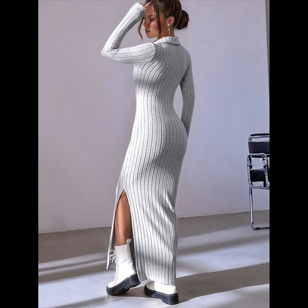 Grey Maxi Bodycon Dress Clothing: Maxi Dresses: 'Marie-Louise' Light Grey Bodycon Maxi Dress