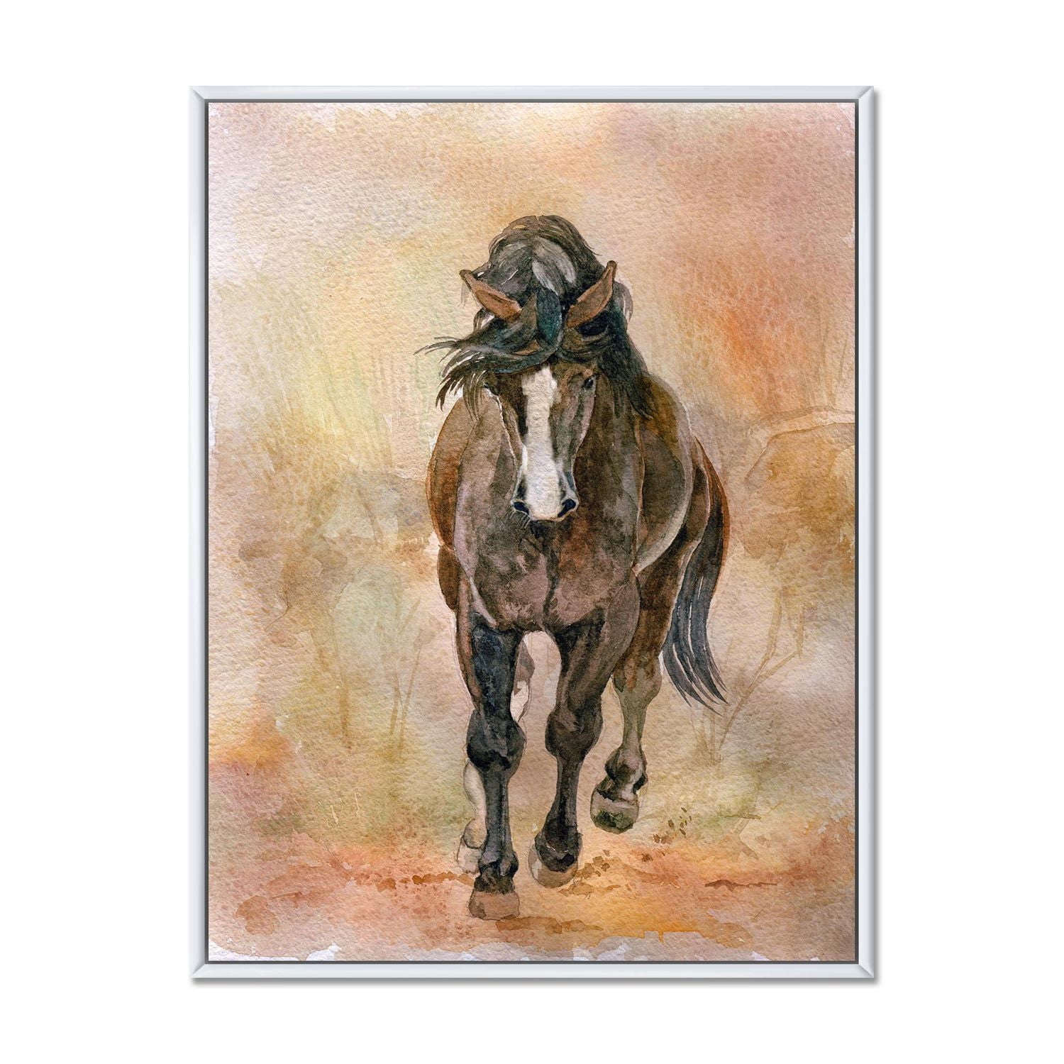 Designart Portrait De Beau Cheval Alezan II ART MURAL À CADRE FLOTT