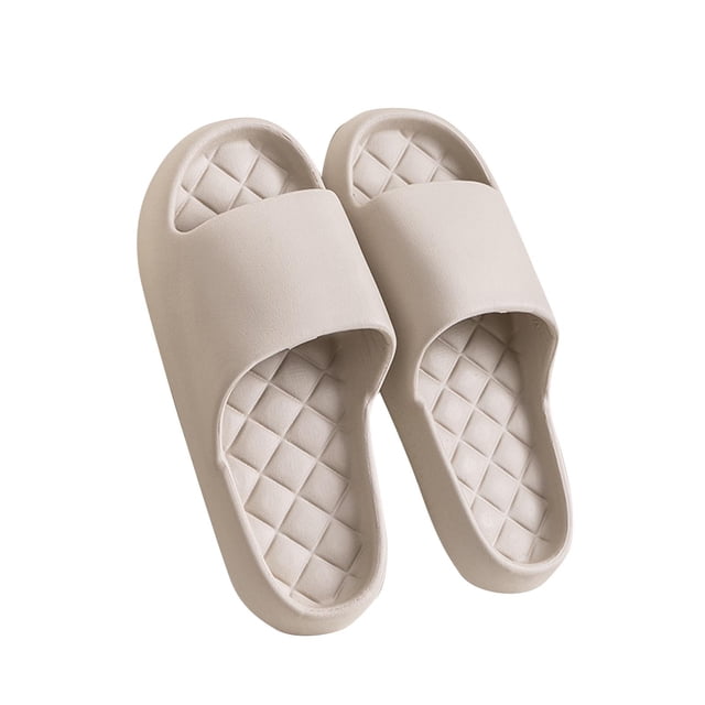 Mens and Womens Home Slippers Simplicity Solid Color Quick Drying Soft Sole Comfortable Non-Slip Indoor and Outdoor EVA Slippers Khaki