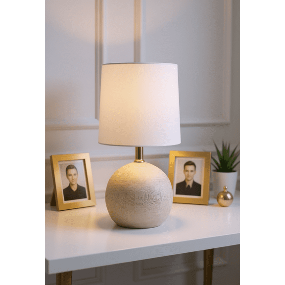 Mainstays 12.8 inch White Polyresin Ball Accent Lamp