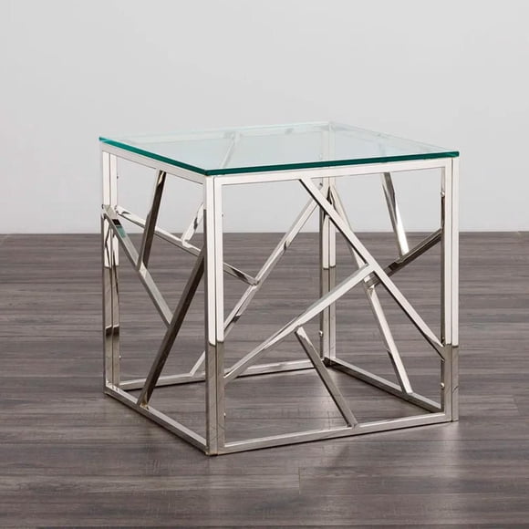 Heavenly Collection | Silver Side Table with a Cube Form for Bedroom and Living room
