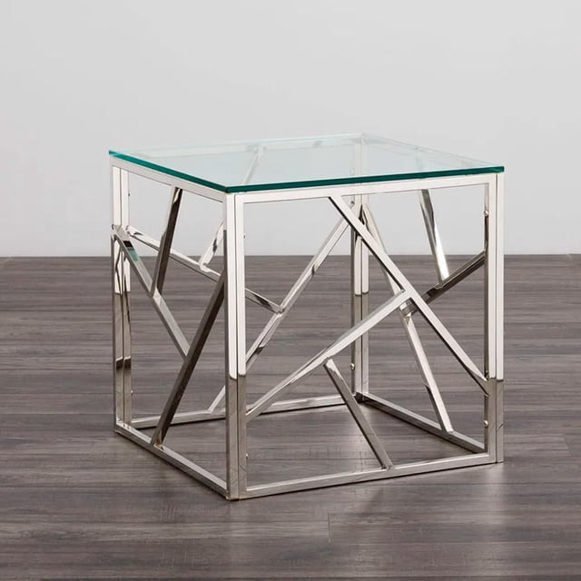 Heavenly Collection | Table d'appoint cubique argentée pour chambre et salon