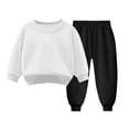 thumbnail image 2 of Pisexur Ensemble 2 Pcs pour Bébé Filles Garçons Automne Hiver Mode Décontractée Polaire Couleur Unie Manches Longues Col Rond Chandails en Molleton et Pantalons Vêtements de Détente Ensemble de Survêtement pour Enfants 3-8 Ans, 2 of 4