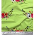 thumbnail image 1 of Soimoi Poly Georgette Fabric Leaves & Anemone Flower Print Fabric by Yard 42 Inch Wide, 1 of 3