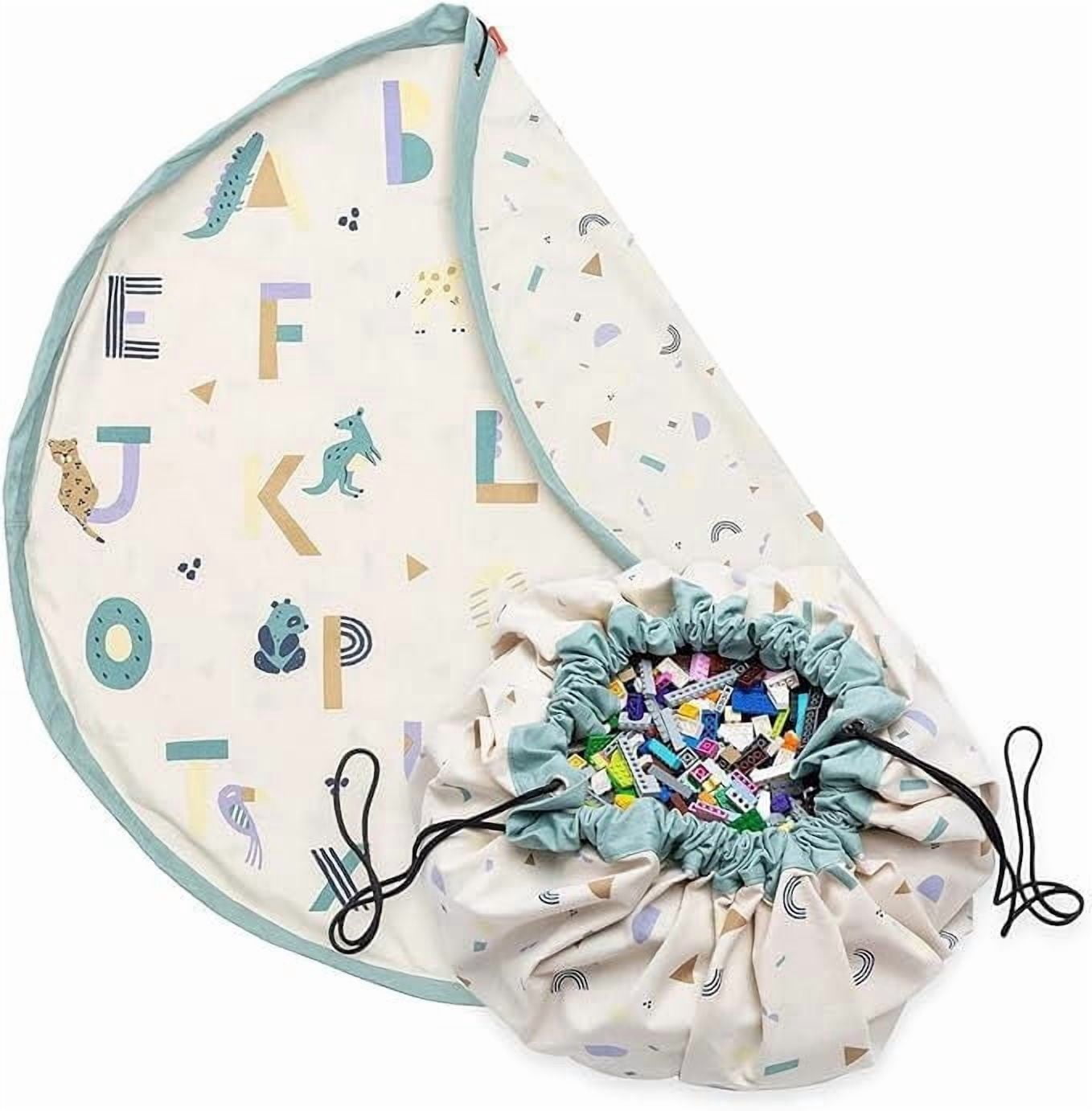 Play & Go - ABC Alphabet & Animal Friends - 3-in-1 Play Mat - Storage Bag & Diaper Bag - Double-sided with Rainbows and Shapes - Fun & Interactive for Kids - 140 cm Diameter - Suitable for Newborn to