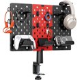 thumbnail image 1 of Modular Headphone and Controller Holder for Game, Clamp-on Pegboard, Rotatable Controller Stand with Cable Hooks, Gaming Accessory for Xbox PS5 PS4 Nintendo Switch, 3Pcs Pegboard, Red, 1 of 5