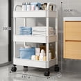 thumbnail image 3 of 3 Tier Kitchen Cart with Caster Wheels Organization Cart Corner Shelf Organizer White, 3 of 8