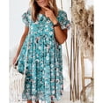 thumbnail image 2 of Ketyyh-chn99 Robes Femmes Été 2024 Robe Élégante pour Femme Robe de Soirée Robe maxi à Imprimé Floral à Manches Courtes Bleu,m, 2 of 5