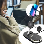 Chmadoxn Wireless Charger, Multifunctional Four In Smart Charger Charger Foldable Wireless Charging For IOS Mobile Phone Watch Headset 15W Wireless Fast Charging With LED wireless charging