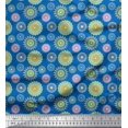 thumbnail image 1 of Soimoi Tissu en Poly Georgette Bleu Rayé & Mandala Imprimé 1 Yard 52 Pouces de Large, 1 of 3