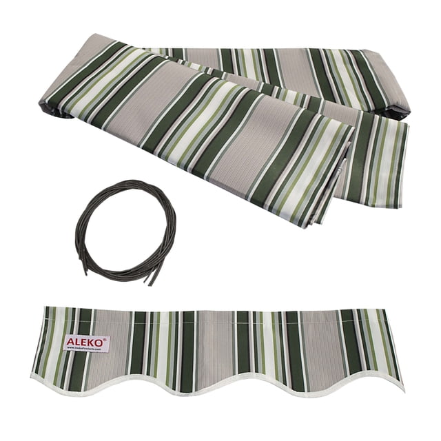 ALEKO Auvent Rétractable 10 X 8 Pieds Tissu de Remplacement, Multicolore à Rayures Vert