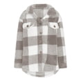 thumbnail image 4 of Timegard Womens Jacket Plus Size Plaid Stand Collar Button down Fleece Hooded Jacket Winter Fuzzy Warm Coat, 4 of 4