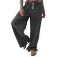 thumbnail image 2 of AherBiu Wide Leg Pants for Women Fleece Lined Drawstring Elastic Waisted Solid Color Pants Fall Winter Wide Leg Yoga Pants, 2 of 7