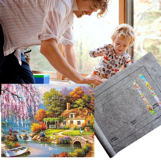Iumwxz Puzzle Roll Storage Mat Jigroll Up To 2000 With Drawstring Storage Bag home decor Gray Felt Reduced Price