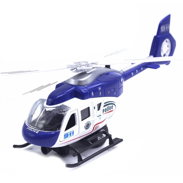 Hélicoptère Avion de Police Réaliste à Rétrofriction avec DEL, Modèle Musical, Jouet pour Enfants, Collection