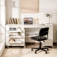thumbnail image 4 of Costway Folding Sewing Table Shelves Storage Cabinet Craft Cart with Wheels Large White, 4 of 10