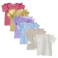 thumbnail image 2 of Nmmacb Kids Girls T-Shirt Summer Solid Color Tee Short Sleeve Top Short Sleeve Ruffle Sleeve Tee Size 1-9Y, 2 of 9
