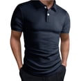 thumbnail image 2 of HVOBTTY Mens Summer Soft Versatile Pullover Casual Fashion Comfortable Solid Color Collared Short Sleeve Loose Breathable Daily Base Layer Shirts Navy, XXL, 2 of 4