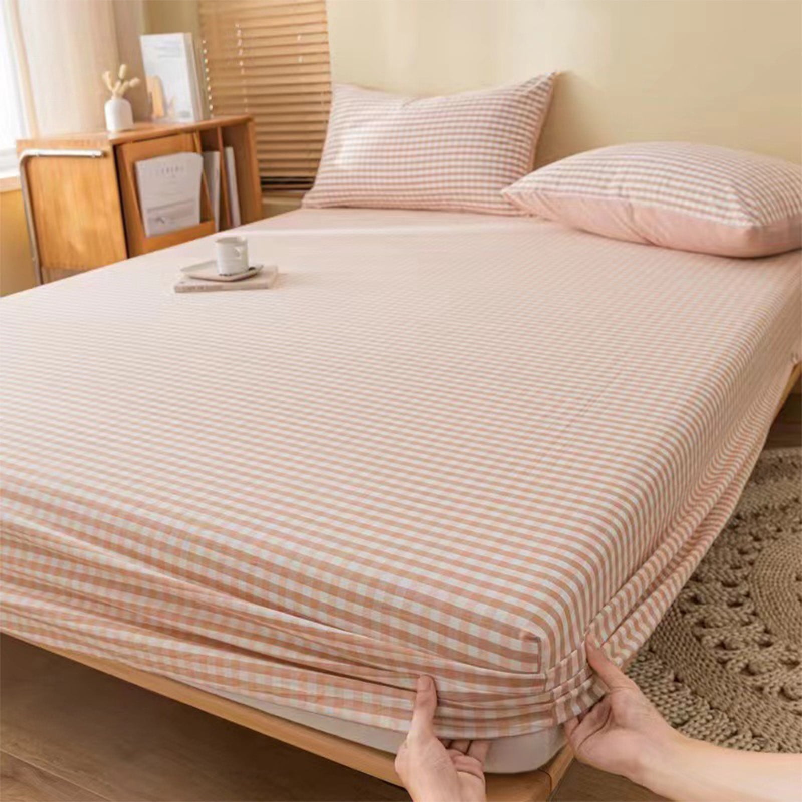 EGNMCR Lattice Double Bed Sheet Non Slip Fixed Bedspread Full Cover Mattress Protection Bedspread Fitted sheet
