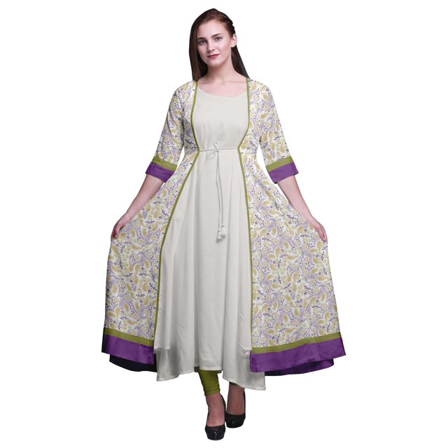 Bimba Kurtis Indiennes pour Femmes Tenue de Fête Anarkali Kurta Imprimée Évasée Kurti Ethnique