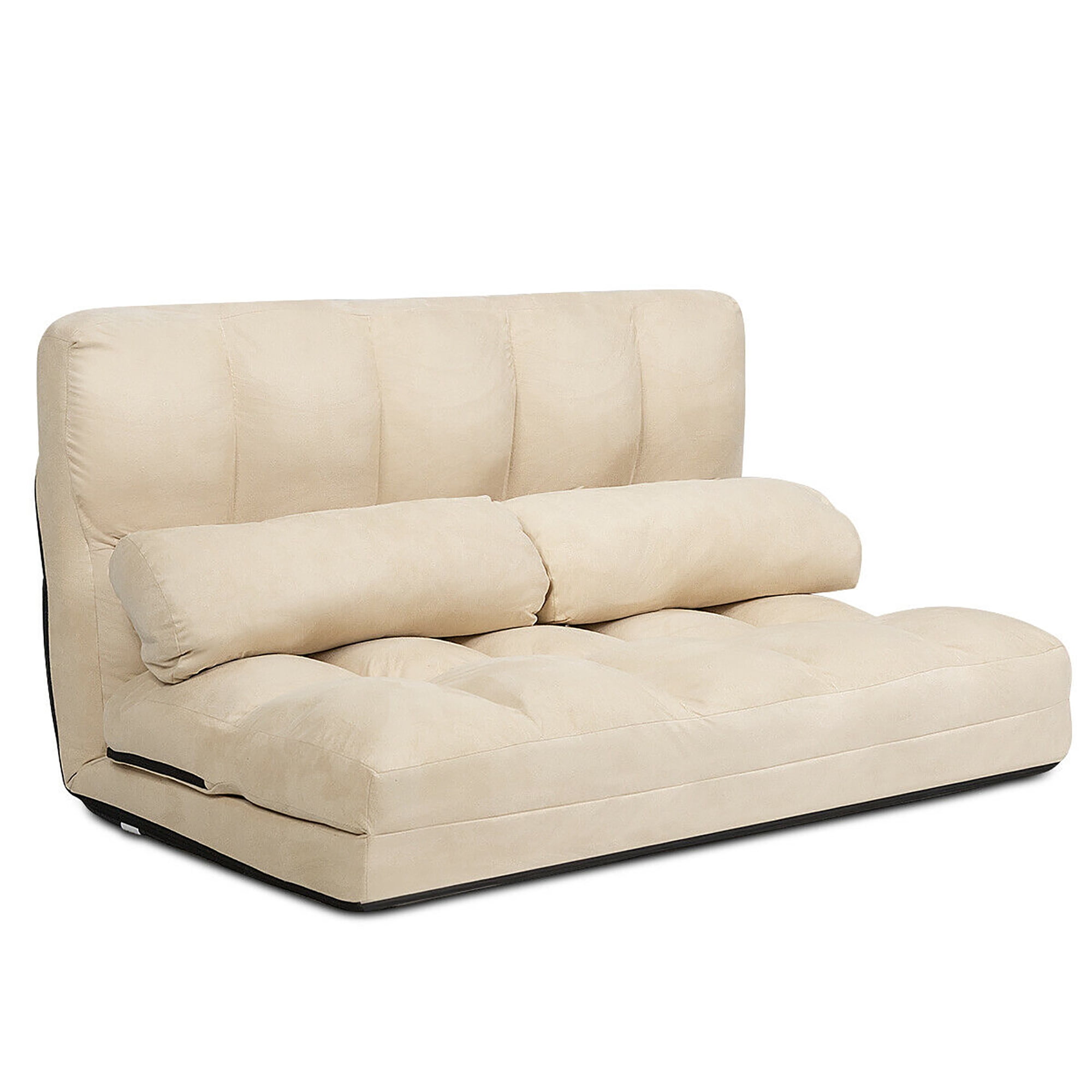 Costway Canapé-Lit de Sol Pliable, Sofa Lounge à 6 Positions Réglables avec 2 Oreillers, Beige