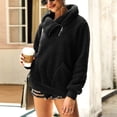 thumbnail image 4 of CEHVOM Womens Warm Faux Coat Jacket Winter Zipper Solid Long Sleeve Sweatshirt, 4 of 8