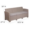 thumbnail image 2 of Sofa en fausse rotin gris clair avec coussin gris clair tout temps, 2 of 9