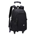 thumbnail image 3 of Bunblic Rolling Backpack Trolley Suitcase Portable Multifunctional Removable Trolley Computer Bag Wheeled Laptop Backpack for Camping Black 2 Large Wheels, 3 of 8
