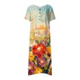 thumbnail image 3 of Cameland Robe d'Été pour Femme Décontractée à Col en V avec Boutons, Manches Courtes, Imprimée, Coupe Évasée, avec Poche, 3 of 4