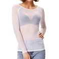 thumbnail image 2 of Pompotops Women See-Through Long Sleeve Seamless Arm Shaper Top Mesh Shirt Blouse, 2 of 6