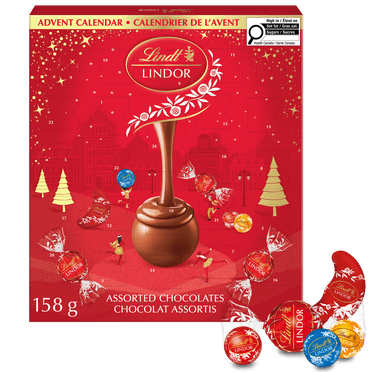 Lindt LINDOR Assorted Chocolate Advent Calendar, 158 Grams