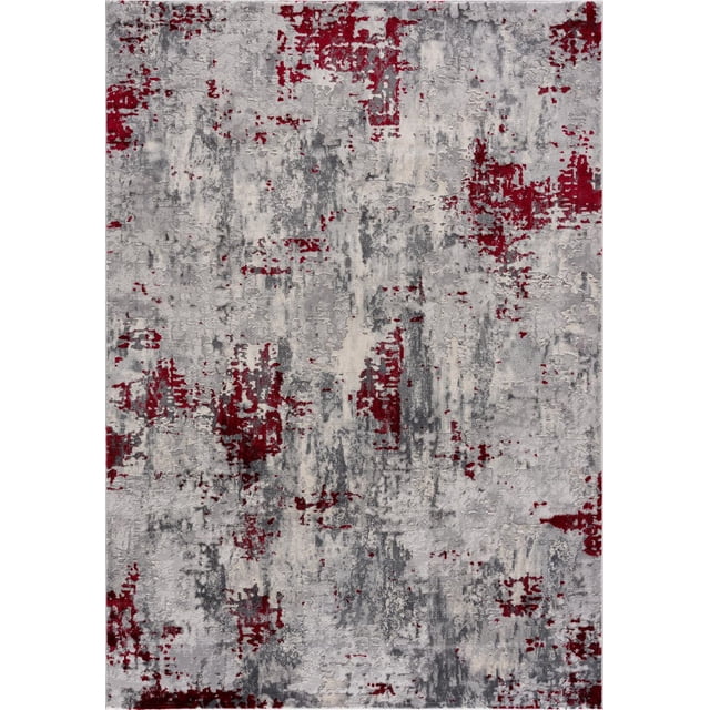 Rug Branch Vogue Collection Tapis Moderne Abstrait Présentant un Motif Abstrait Usé dans des Tons Rouge, Gris et beige. Fabriqué à Partir de 100 % de Polypropylène, Ce Tapis d'Intérieur durable et Doux a des Motifs Complexes d'Inspiration Vintage Sans Franges. Convient aux Zones Très Passantes comme les Salons, les Couloirs et les Chambres, Il Fonctionne Aussi Bien comme Tapis d'Accent pour Rehausser un Décor Moderne Ou Classique.
