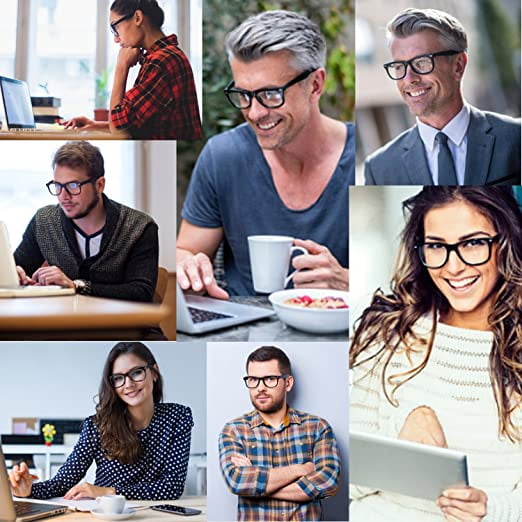 grinderPUNCH Clear Plastic Lens Black Frame Reading Glasses for Men Women, +3.50