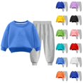 thumbnail image 1 of Pisexur Ensemble 2 Pcs pour Bébé Filles Garçons Automne Hiver Mode Décontractée Polaire Couleur Unie Manches Longues Col Rond Chandails en Molleton et Pantalons Vêtements de Détente Ensemble de Survêtement pour Enfants 3-8 Ans, 1 of 4