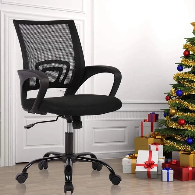 Dkelincs Mesh Office Chair Computer Desk Chair with 360° Casters & Armrest, Black