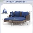 thumbnail image 3 of Gymax Outdoor Rattan Double Daybed Wicker Chaise Lounge for 2 w/ Seat & Back Cushions Navy, 3 of 10