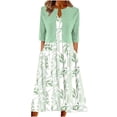 thumbnail image 1 of Tenue Deux Pièces pour Femme Robe Longue Sans Manches à Imprimé Floral avec Cardigan Ample Décontractée à Col Ras du Cou Robe Maxi Fluide, 1 of 8