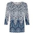 thumbnail image 4 of HKEJIAOI Chemises à Manches 3/4 pour Femmes Mi-Longues à Imprimé Floral Hauts d'Été L, 4 of 5