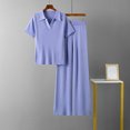 thumbnail image 2 of Ensembles Assortis de Détente pour Femmes, T-Shirts à Manches Courtes à Col Rond, Pantalons Amples à Jambes Larges, Pyjamas, Ensembles de PJs, Vêtements d'Été pour Femmes, 2 of 7