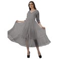 thumbnail image 2 of Moomaya Robe Maxi à Étages à Col en V Boutonnée pour Femmes, Robe de Soirée, 2 of 6