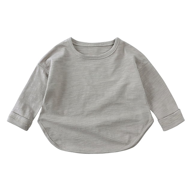 RXIRUCGD T-Shirt à Manches Longues à Col Rond pour Enfants Hommes et Femmes ( Gris, Taille : 3-4 Ans )