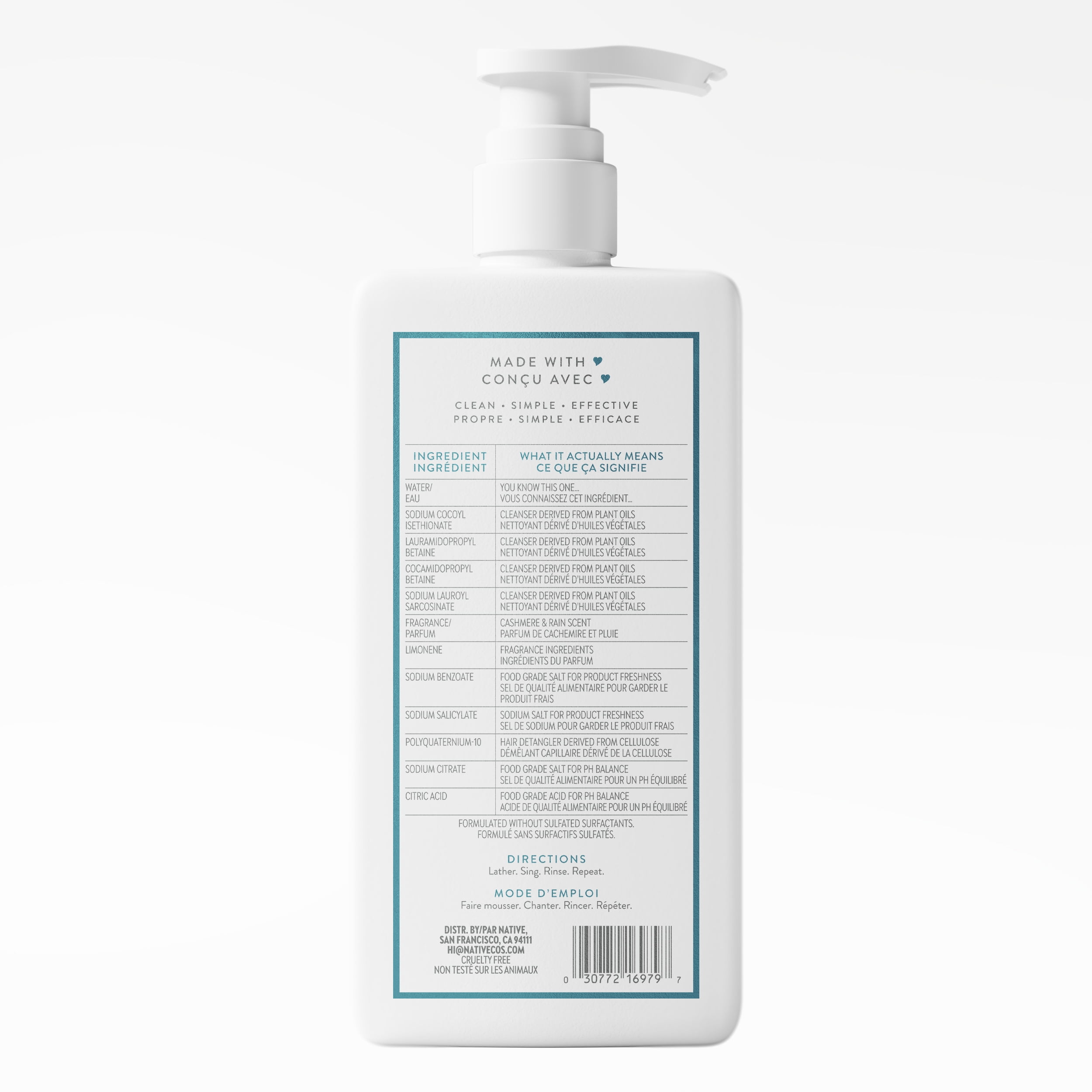 Shampooing Native Nettoyage quotidien Agrumes et musc végétal, 487 mL