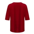 thumbnail image 5 of CFLVAEK T-Shirts à Manches 1/2 pour Femmes Été Décontracté Chemise Unie Coupe Ample Basique Col Ras du Cou, 5 of 5