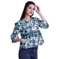 thumbnail image 3 of Moomaya T-Shirt à Col Rond pour Femmes à Manches Évasées, Haut Court en Coton Imprimé, Haut Décontracté, 3 of 4