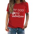 thumbnail image 2 of Tittly T-Shirts pour Femmes T-Shirts Graphiques Saint-Valentin Mon Chien Est Mon Valentin Imprimé Chandail Décontracté Imprimé Col Rond T-Shirt Chandail pour Femme T-Shirt T-Shirts Chemises Hauts pour Femmes Rouge G, 2 of 8