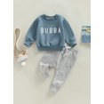 thumbnail image 2 of Faithtur Boys Girls Pants Suit, Long Sleeve Round Neck Letters Print Tops + Casual Drawstring Pants, 2 of 9